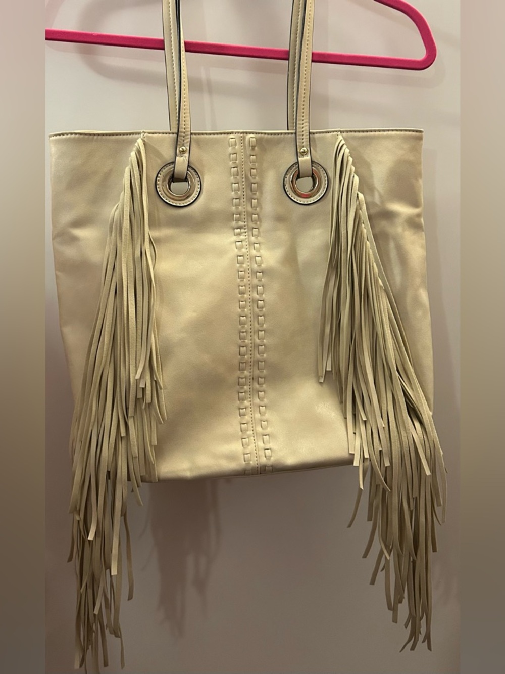 Fringe shoulder tote bag